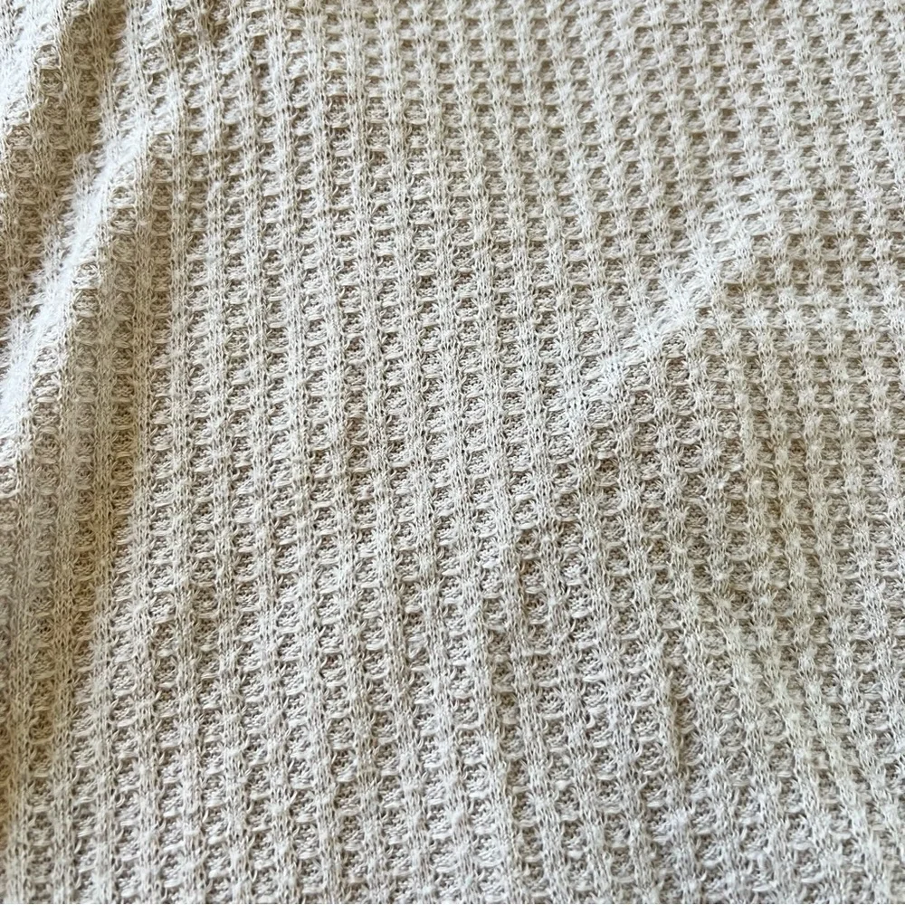 iGENJUN Women’s Waffle Knit V Neck Long Sleeve Tunic Top Oatmeal Beige Large